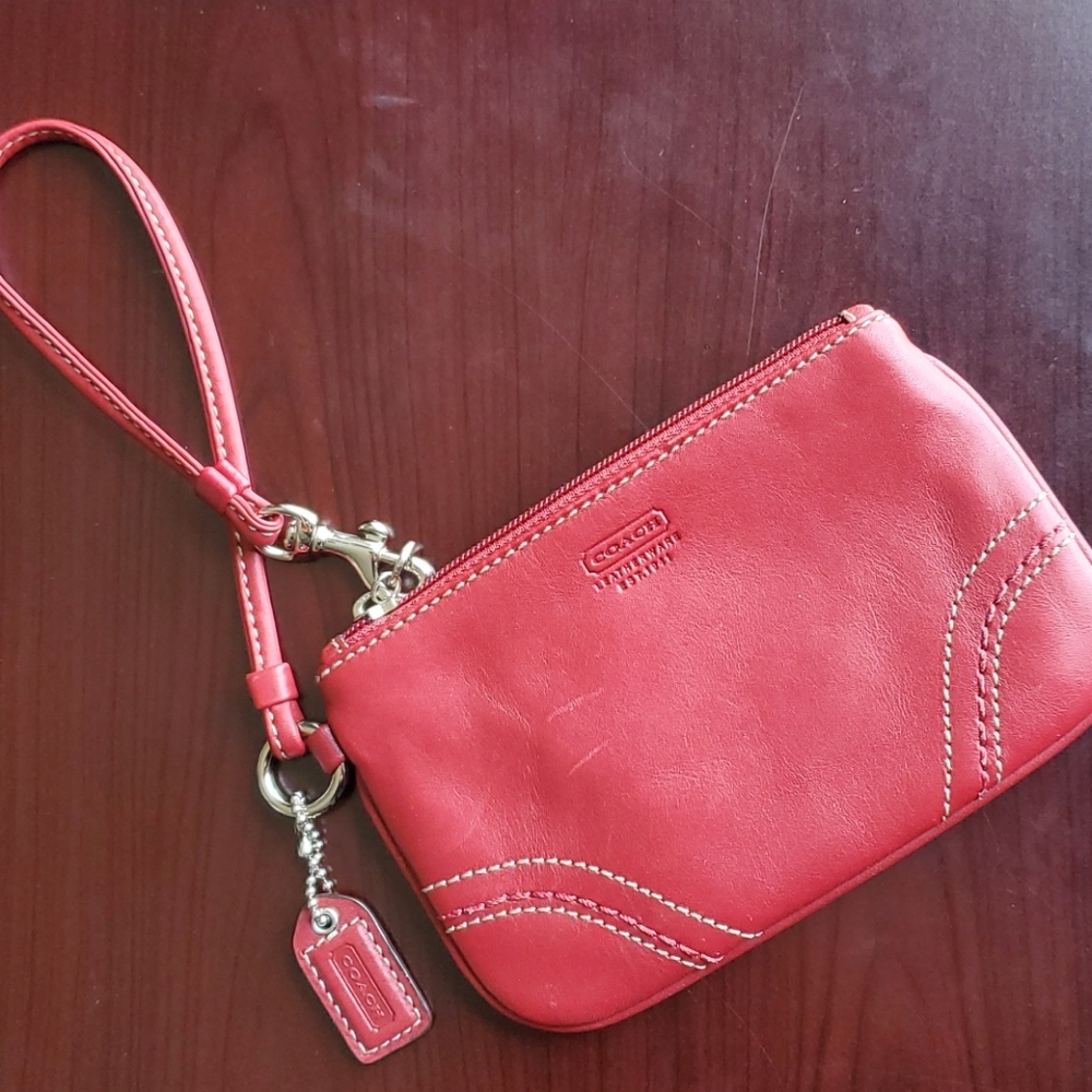 COACH cranberry wristlet